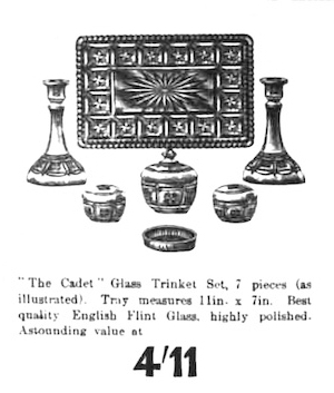 Sowerby Cadet trinket set from a 1933 newspaper advert